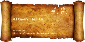Altman Hella névjegykártya